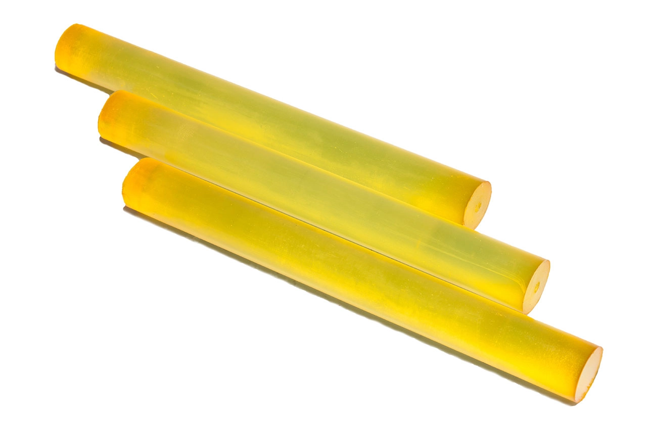 Полиуретан стержень Ф 55 мм ШОР А83 Китай (500 мм, 1.6 кг, жёлтый)